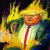 Donald Trump, prendiendo fuego al Preámbulo de la Constitución de los Estados Unidos, en una ilustración.