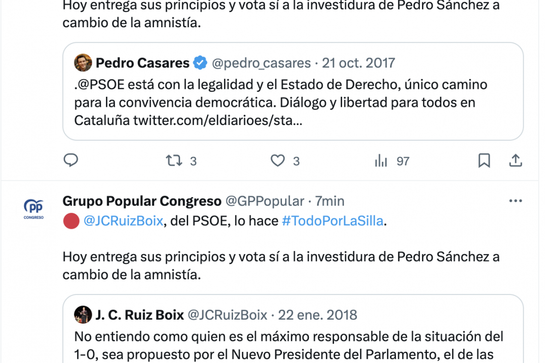 La cuenta de X del PP en el Congreso señala uno a uno a los diputados ...