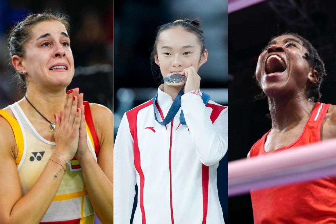 Carolina Marín, Zhou Yaqin y Cindy Ngamba.
