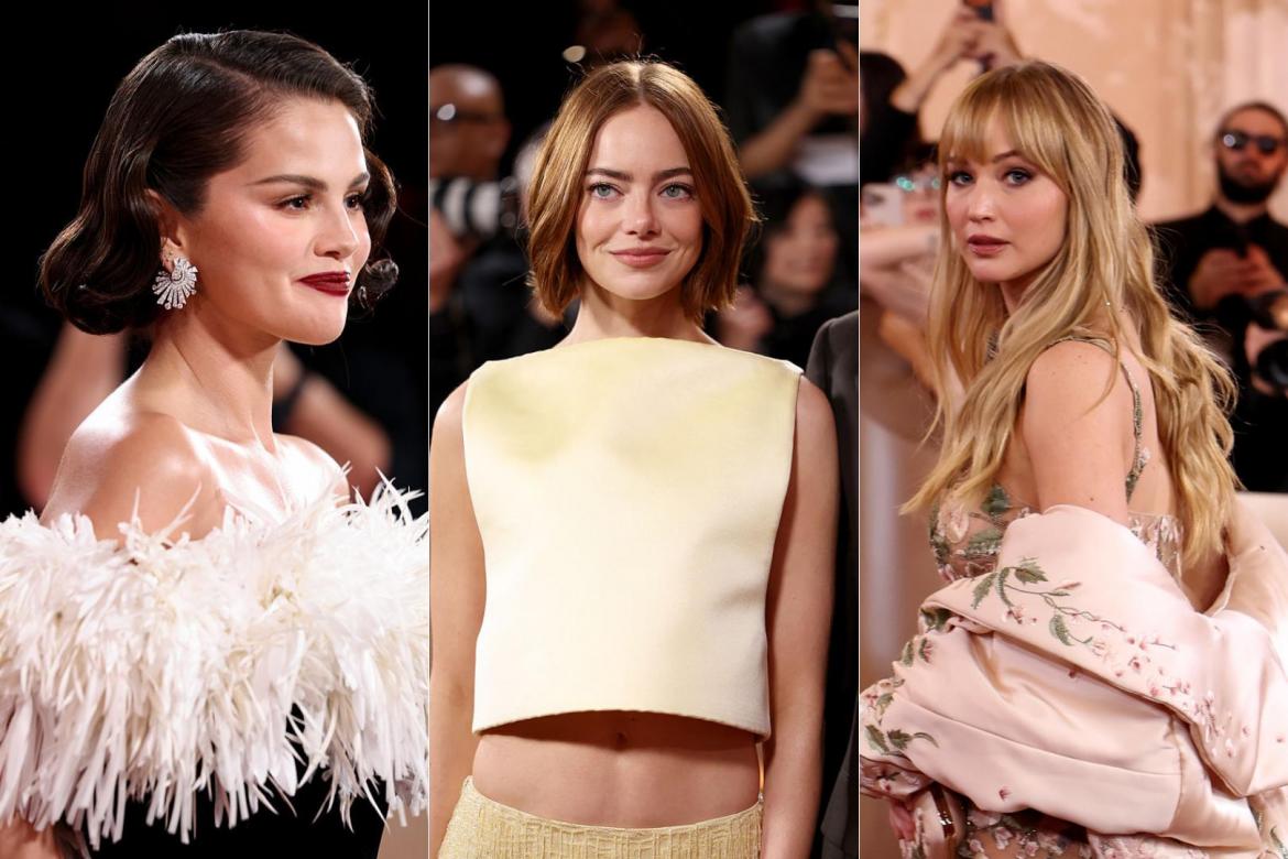 Selena Gómez, Emma Stone y Jennifer Lawrence, en la alfombra roja de los Globos de Oro 2026