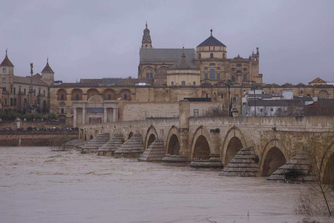 Vista de la crecida en Córdoba del río Guadalquivir,