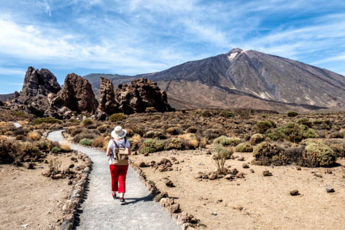 Mountain trail number 3, in the Teide national park in Tenerife, Canary Islands, Spain. Europe.