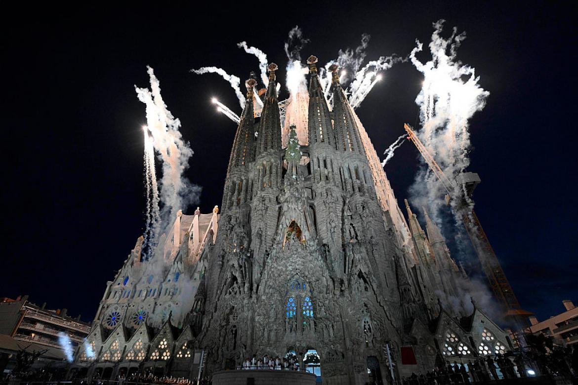 La Sagrada Familia, durante la inauguración de la Torre de Jesús.