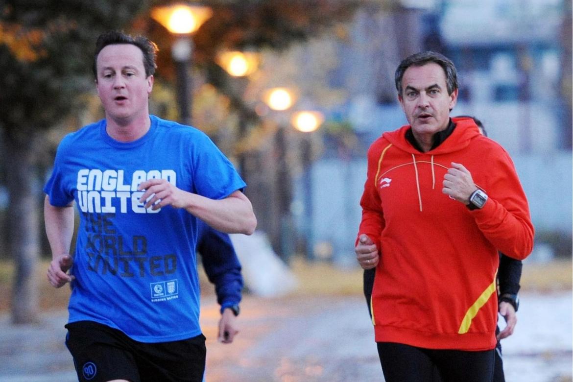 José Luis Rodríguez Zapatero corriendo con David Cameron