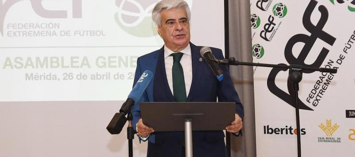 Pedro Rocha, presidente de la Federación Extremeña de Fútbol y vicepresidente de la RFEF, en una imagen de archivo.