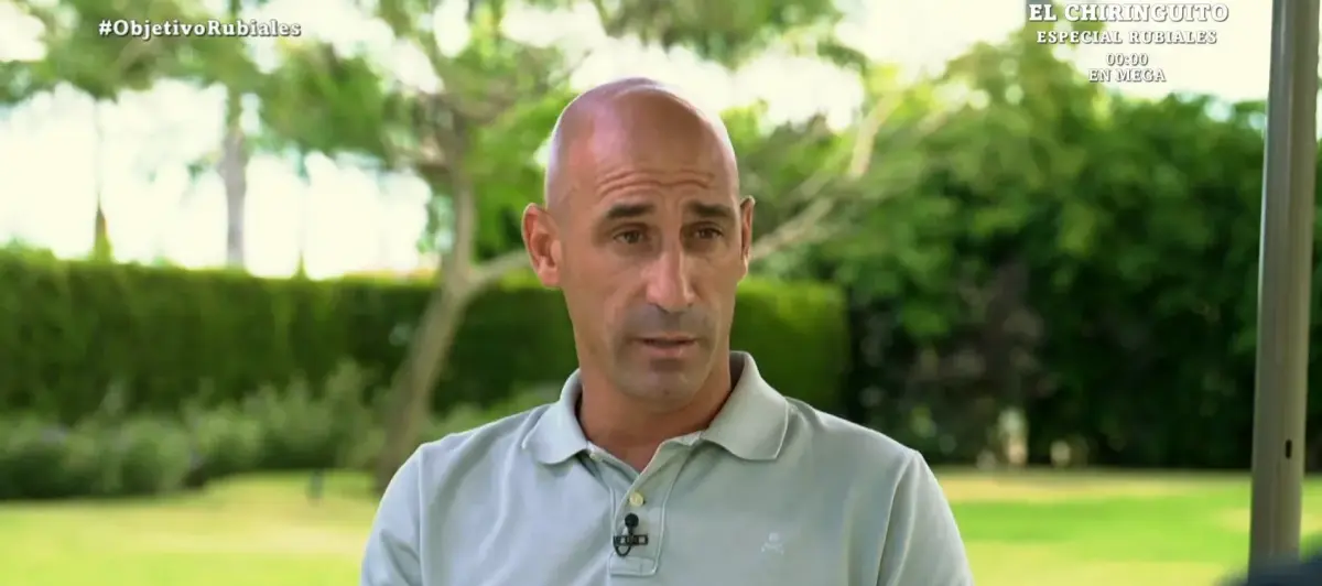 El expresidente de la RFEF, Luis Rubiales, durante la entrevista de 'El Objetivo'