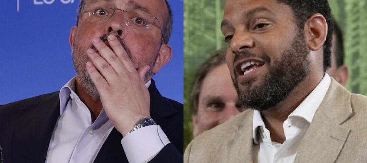 El líder del PP catalán, Alejando Fernández, y el de Vox, Ignacio Garriga; en sendas imágenes durante la valoración de resultados.