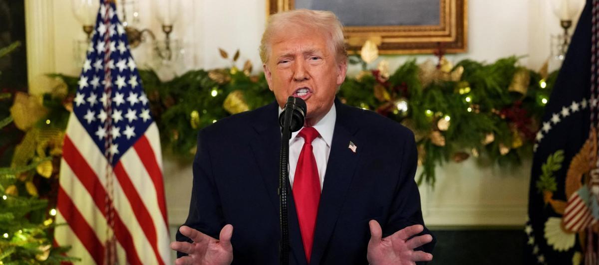El presidente estadounidense, Donald Trump, durante un mensaje a la nación.