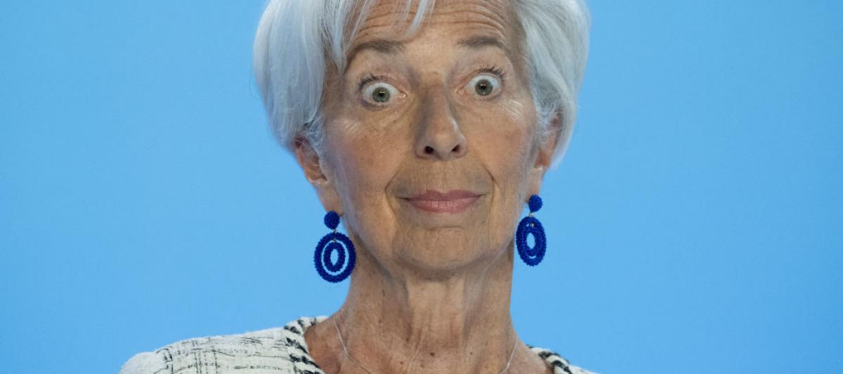 Christine Lagarde, con gesto de asombro