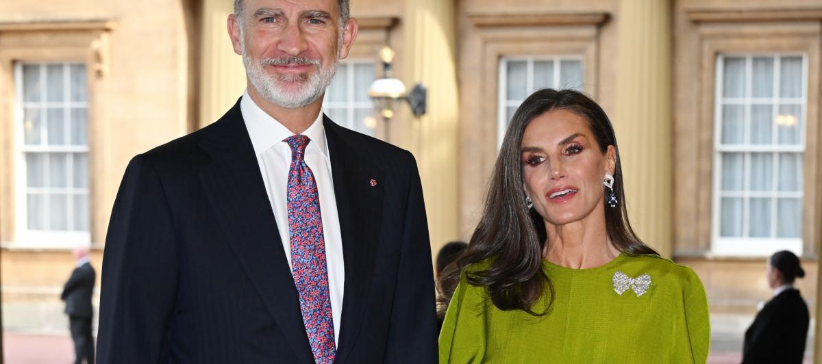 Los reyes Felipe y Letizia, en la recepción previa a la coronación de Carlos III en Londres el 5 de mayo de 2023.