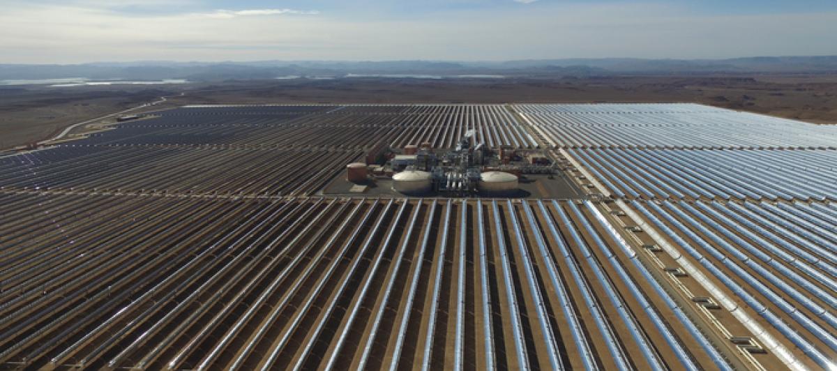 Planta solar de Ouarzazate, también conocida como estación energética de Noor en Marruecos.