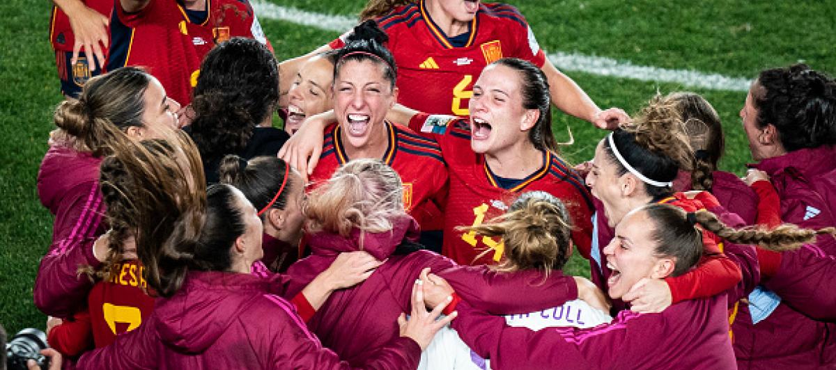 Las futbolista de la selección española celebrando el pase a la final del Mundial.