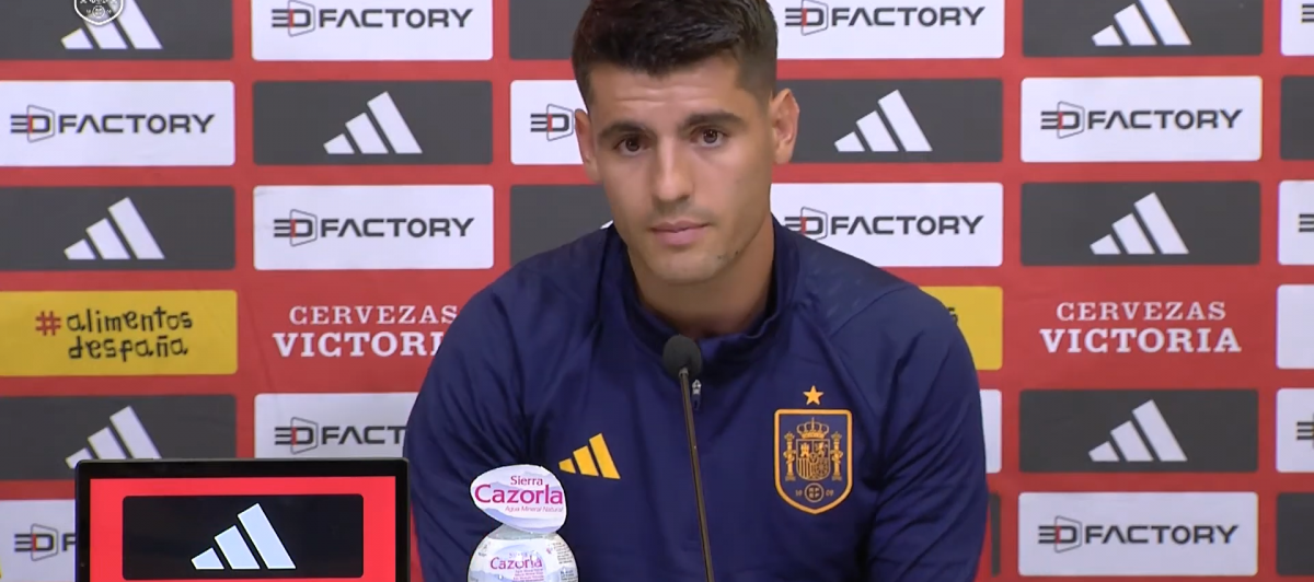 Álvaro Morata, durante la lectura del comunicado de condena a Luis Rubiales