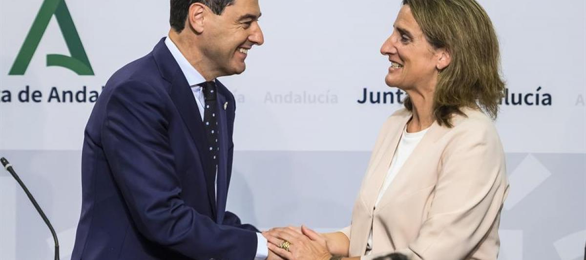 Moreno y Teresa Ribera, tras su reunión por Doñana