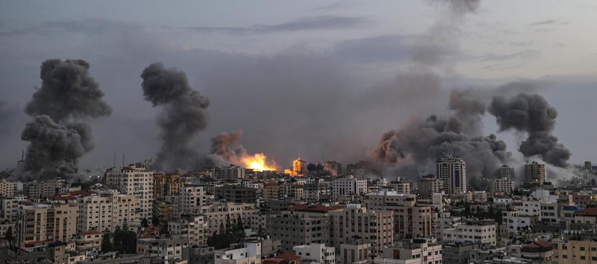 Vista de un ataque israelí sobre Gaza, Palestina.