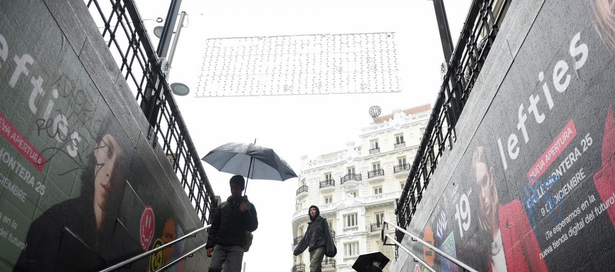 Imagen de la lluvia de este jueves en Madrid