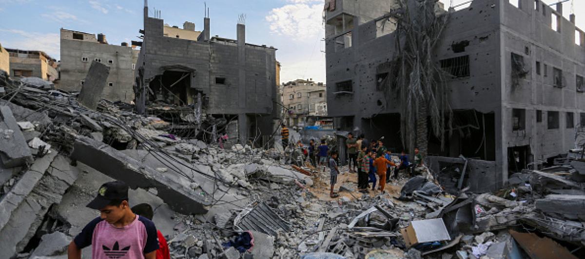 Escombros de edificios que han sufrido ataques aéreos en la Franja de Gaza.