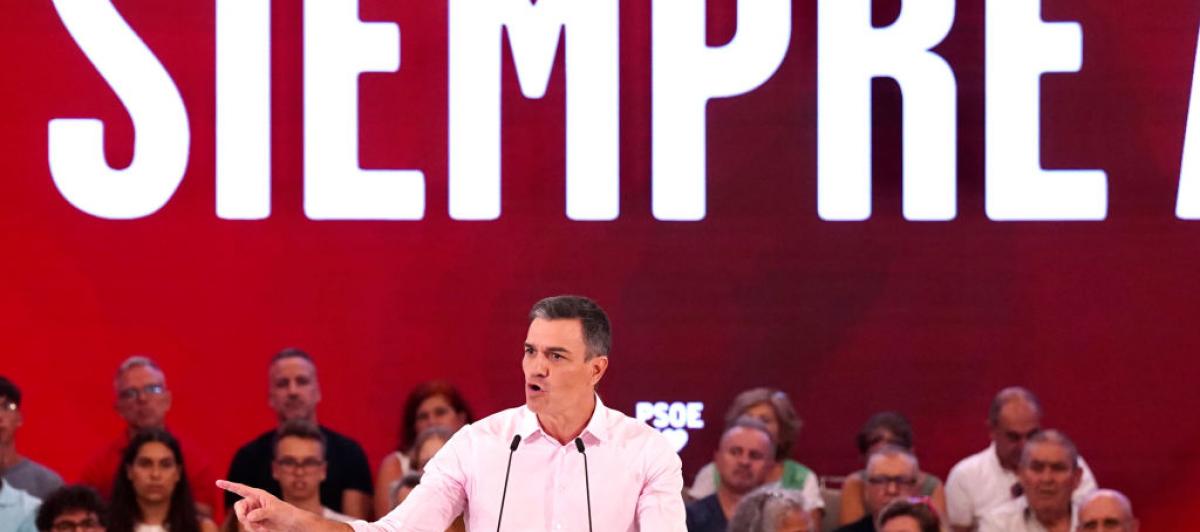Pedro Sanchez en un acto del PSOE en Málaga.