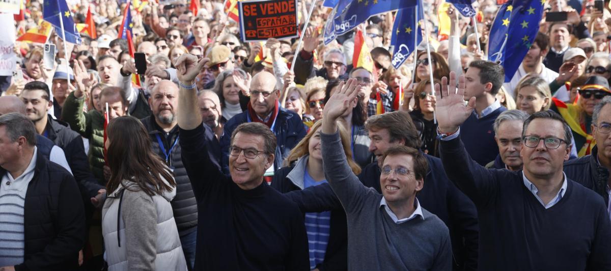 Alberto Núñez Feijóo en el acto del PP en Madrid.