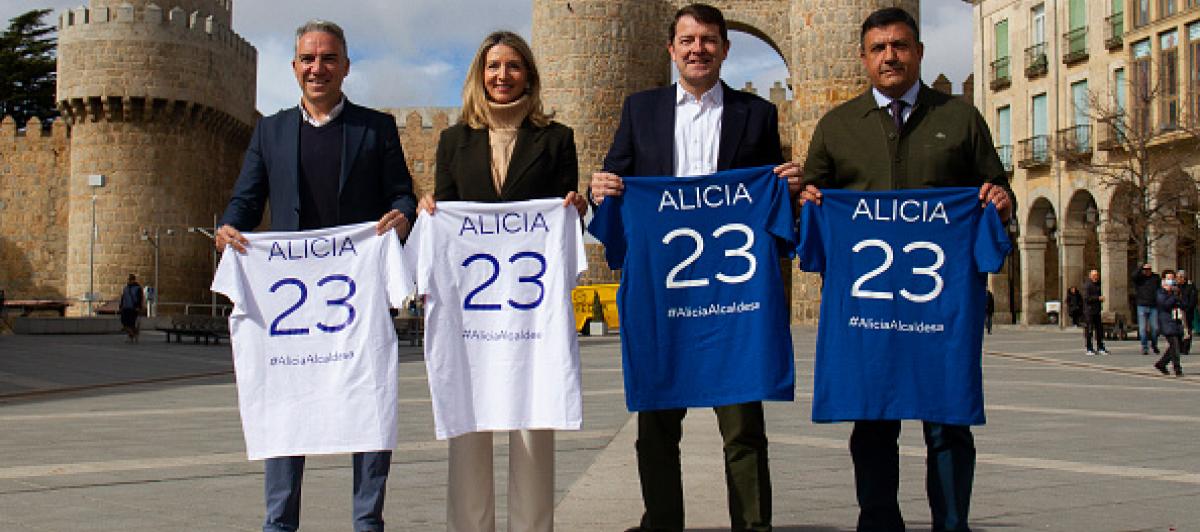 La nueva portavoz del PP en el Senado, Alicia García, durante su acto de presentación como candidata a la Alcaldía de Ávila (Castilla y León) en los pasados comicios del 28-M.