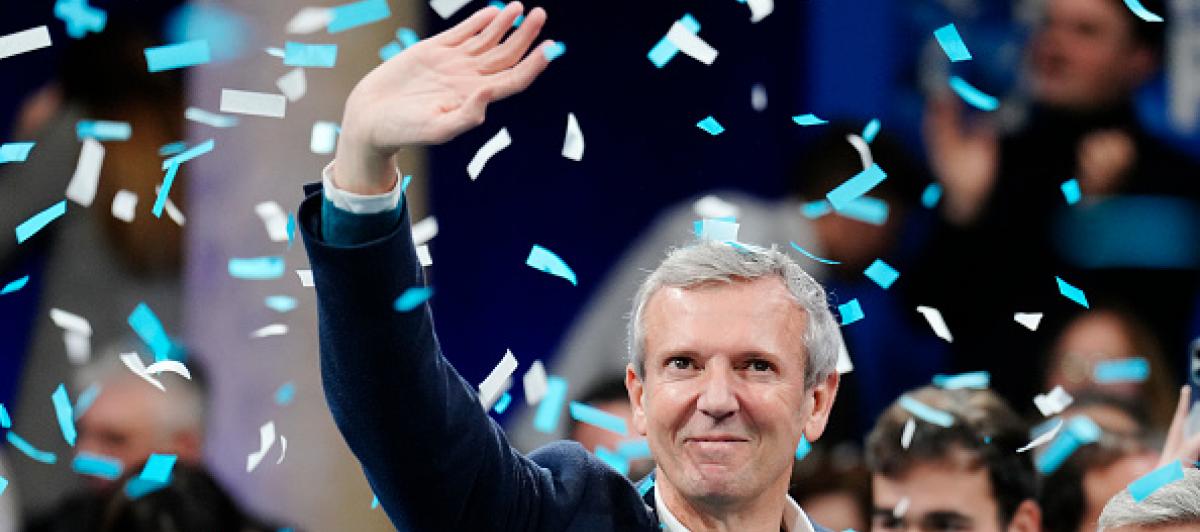 El presidente de la Xunta de Galicia y candidato del PPdeG a las próximas elecciones gallega, Alfonso Rueda, durante su proclamación como candidato.