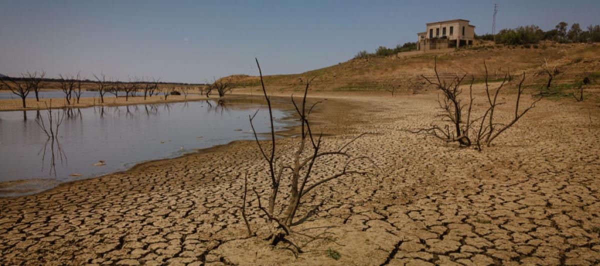 Un pantano de Córdoba, prácticamente seco, en una imagen de la primavera de 2023