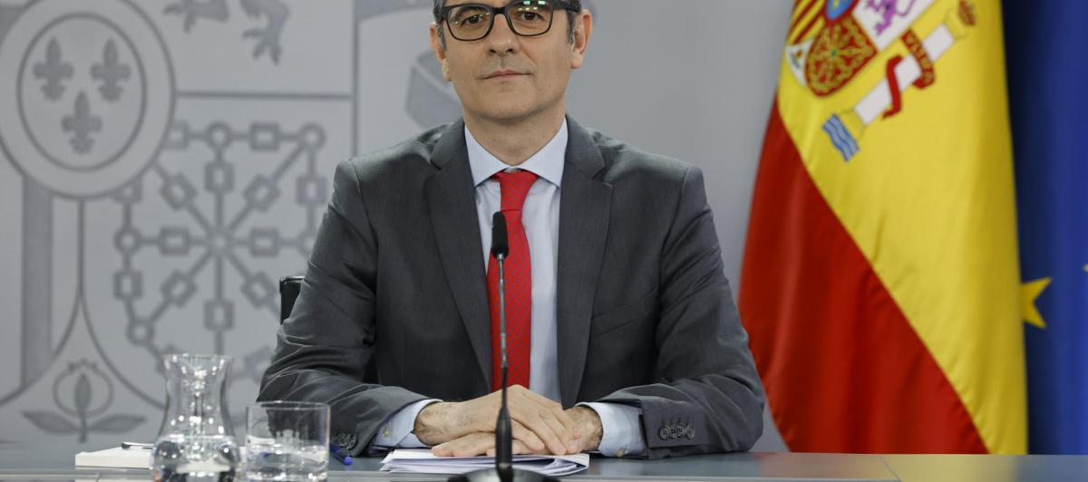 El ministro de la Presidencia, Justicia y Relaciones con las Cortes, Félix Bolaños, durante la rueda de prensa al término de la reunión del Consejo de Ministros.