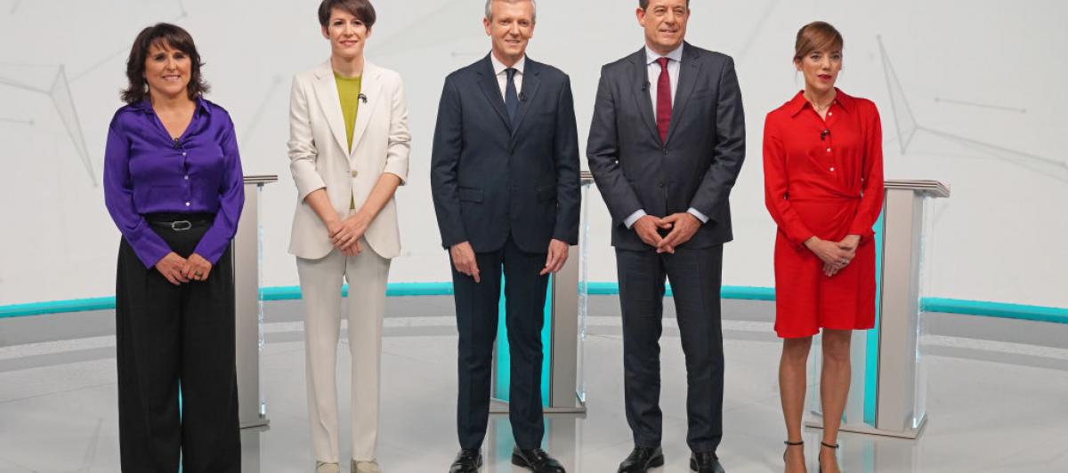 Faraldo, Pontón, Rueda, Gómez Besteiro y Lois, en el debate de TVG para las elecciones gallegas