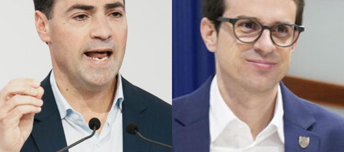 Los candidatos de PNV y EH Bildu para los próximos comicios en Euskadi, Imanol Pradales y Pello Otxandiano, respectivamente; en sendas imágenes de archivo.
