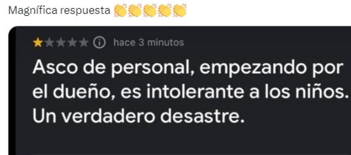 La reseña que le han dejado al dueño de un restaurante