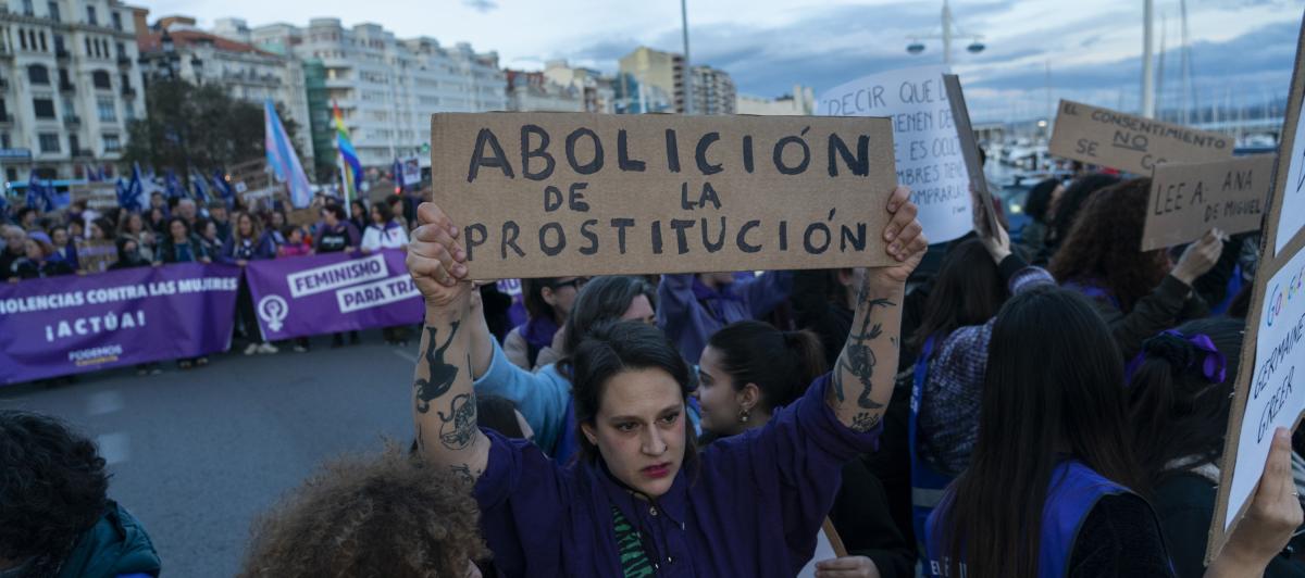 Manifestación a favor de la abolición de la prostitución.