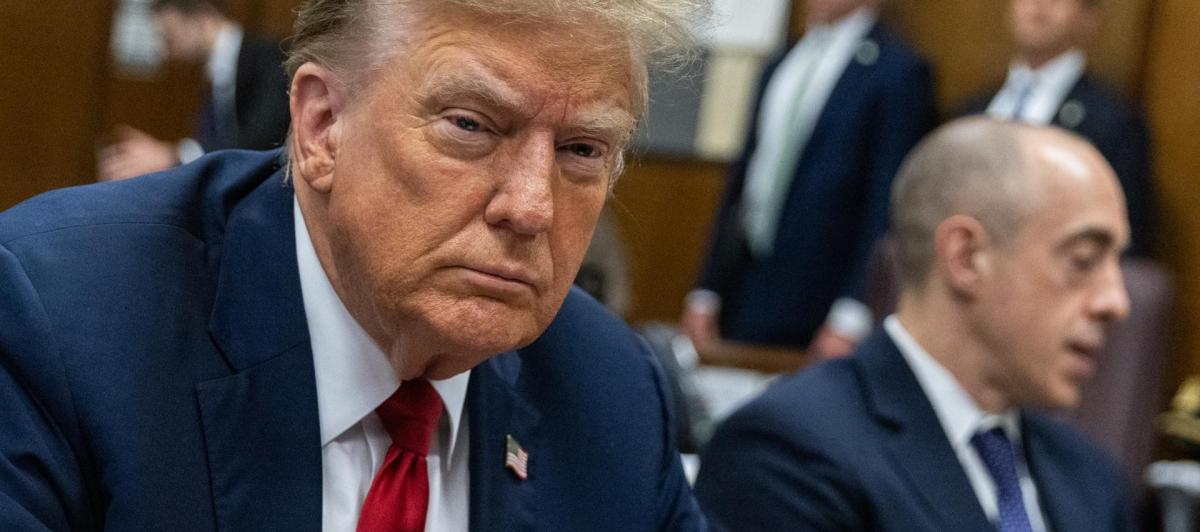 El presidente Trump en el primer día del juicio por el caso Stormy Daniels.