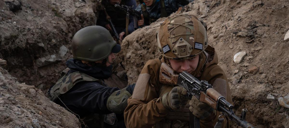 Militares ucranianos durante un entrenamiento