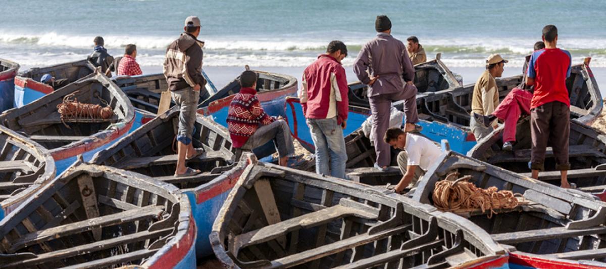 Pescadores marroquíes en la zona del Sáhara Occidental, territorio bajo ocupación, en una imagen de archivo.