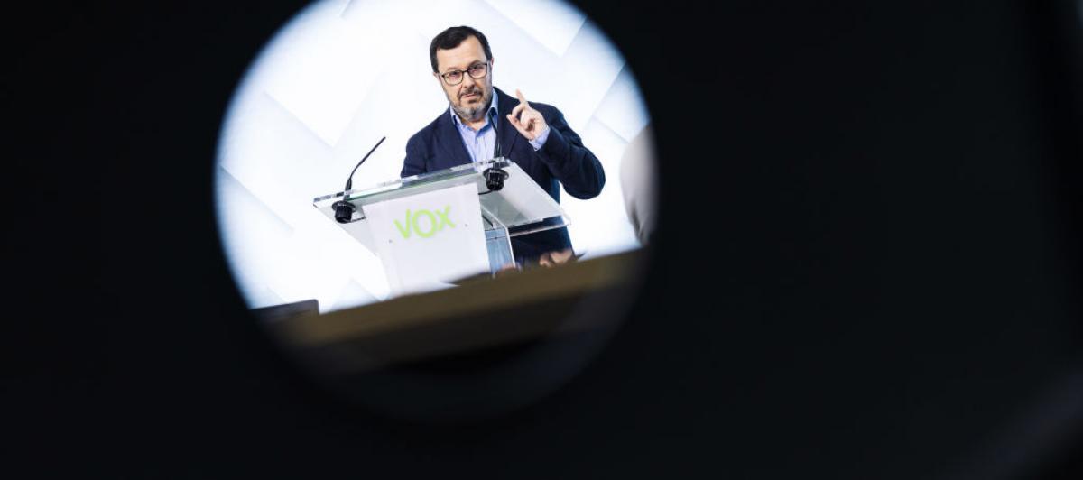 José Antonio Fúster, en una rueda de prensa de Vox
