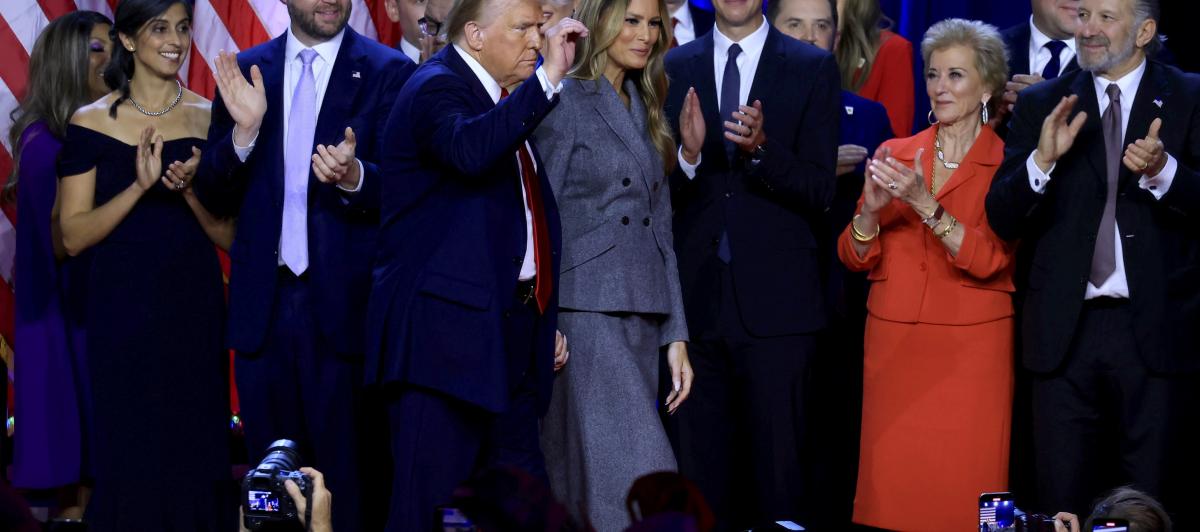Donald Trump y Melania, en la celebración de los resultados de las elecciones de EEUU de 2024.