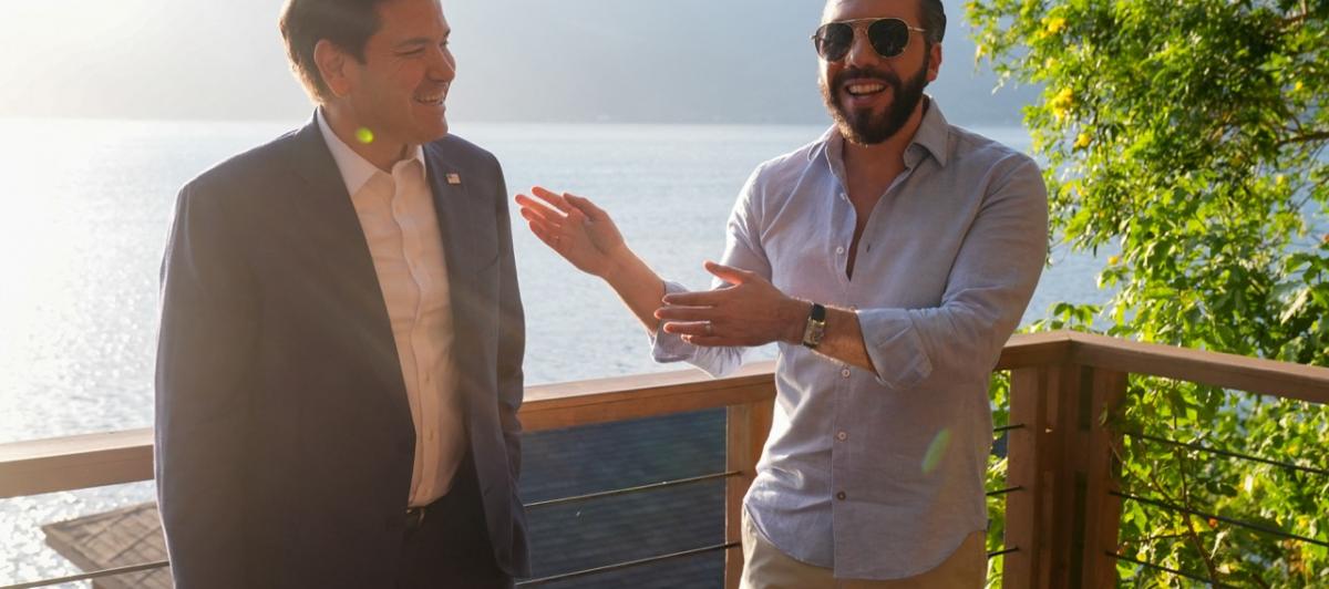 El jefe de la diplomacia estadounidense, Marco Rubio, y el presidente salvadoreño, Nayib Bukele