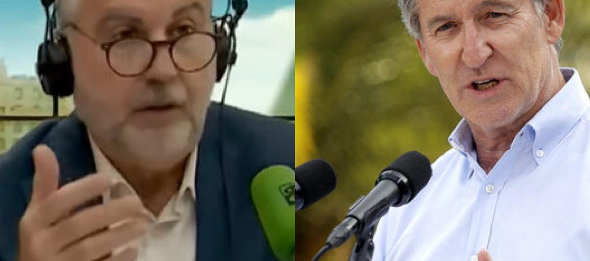 Combo de imágenes con el director de 'Más de uno' en Onda Cero, Carlos Alsina, y el presidente nacional del PP, Alberto Núñez Feijóo.