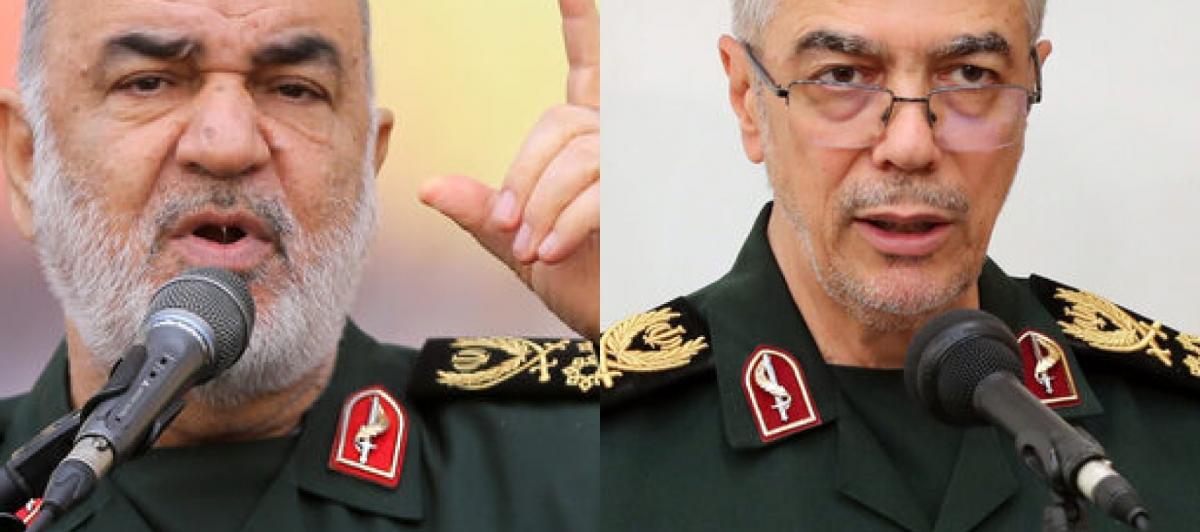 El comandante en jefe de la Guardia Revolucionaria de Irán, el general Hosein Salamí, y el jefe del estado mayor de las fuerzas armadas de Irán, Mohammad Bagheri; en sendas imágenes de archivo.