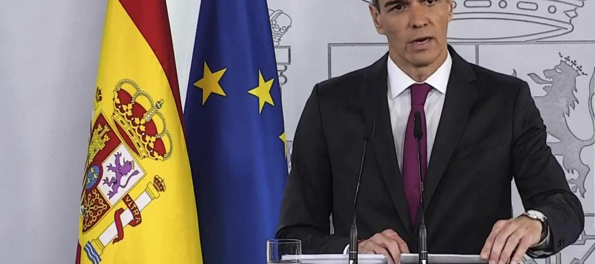Captura de video de la declaración institucional del presidente del Gobierno, Pedro Sánchez, de este domingo.