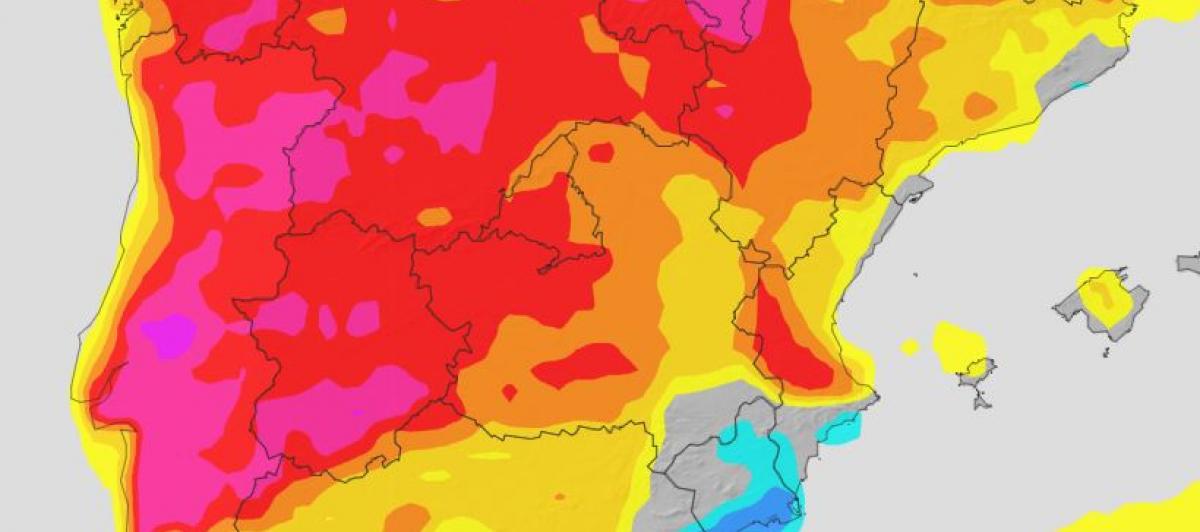Mapa de la media de la variación de la temperatura máxima para el viernes 27 de junio de 2025