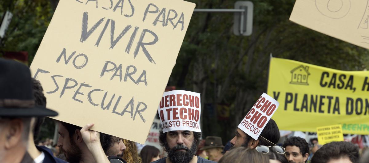 Foto de archivo de una manifestación contra la situación de la vivienda en Madrid.