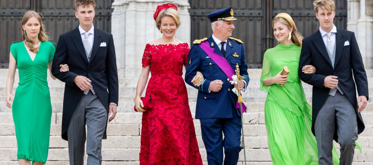 Felipe y Matilde de Bélgica y sus hijos Elisabeth, Gabriel, Emmanuel y Eléonore de Bélgica en el Día Nacional de Bélgica 2025