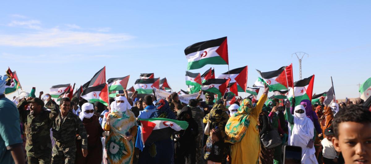 Refugiados saharauis en Tinduf se manifiestan contra la propuesta de EEUU de aprobar el plan marroquí en la ONU