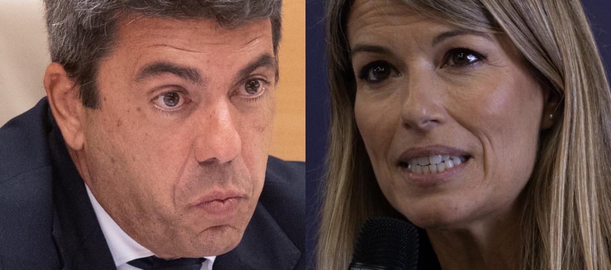 El presidente valenciano, Carlos Mazón, y la periodista Maribel Vilaplana, en sendas imágenes de archivo.