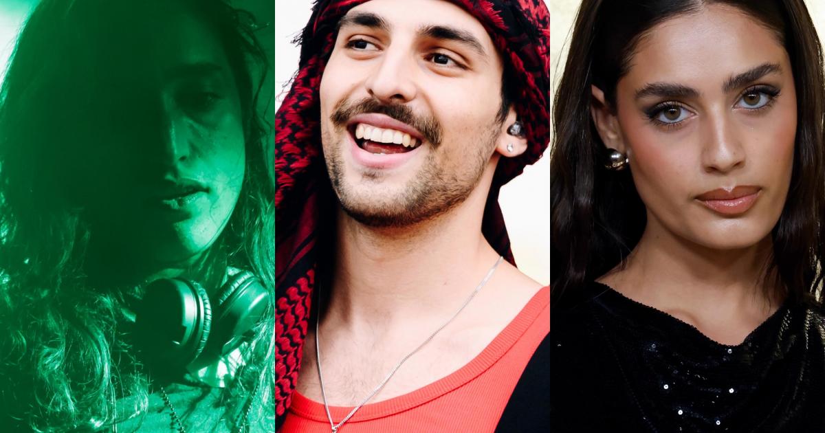 Los artistas palestinos Sama' Abdulhadi, Saint Levant y Zeyne, en imágenes de archiivo.