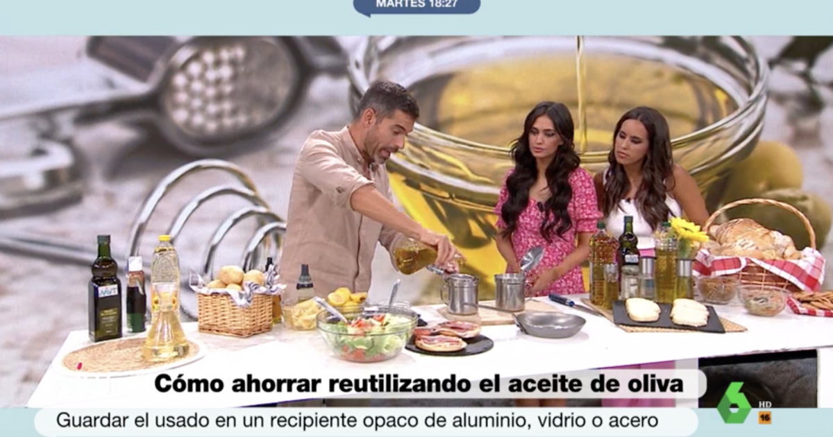 El nutricionista Pablo Ojeda, compartiendo trucos para ahorrar aceite de oliva.