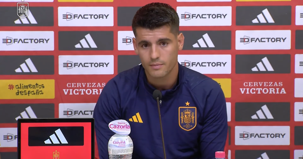 Álvaro Morata, durante la lectura del comunicado de condena a Luis Rubiales