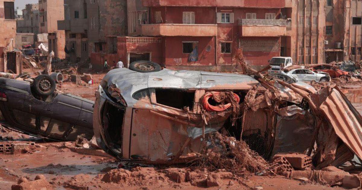 Destrozos por el ciclón en Libia, a su paso por Derna.