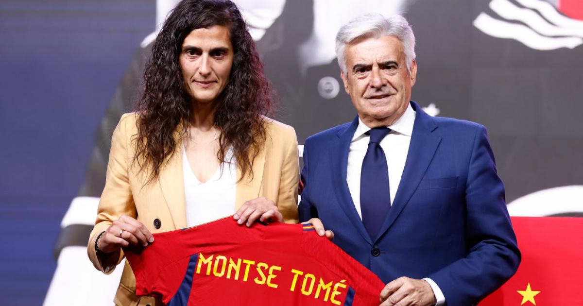 El actual presidente de la RFEF, Pedro Rocha, y la seleccionadora Montse Tomé.
